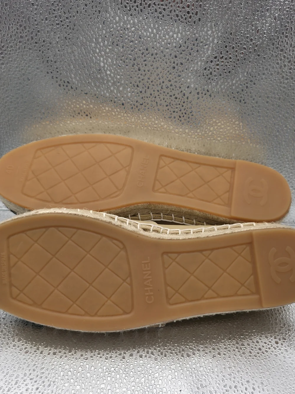 Chanel Two-Tone Beige and Black Espadrille Flats